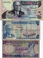 2 Billets De La Tunisie: 1 De 5 Dinar 15-10-1973 &  1 De 1/2 Dinar 1-6-65 &  1 Billet De La Syrie De 1 Pounds 1982 - Autres - Afrique