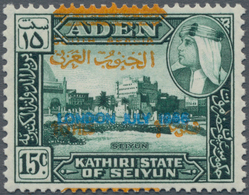 Aden: ADEN STATE OF SEYUN, 1966, 10 F. On 15 C. Bluegreen With Additional Overprint For The FOOTBALL - Yémen
