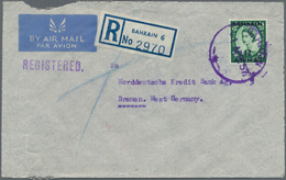 Bahrain: 1957/1935: Registered Airmail Cover Used From Bahrain To Germany In 1957, Franked By QEII. - Bahreïn (1965-...)