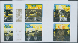 Bhutan: 1972, Bhutan. Collective, Progressiv Color Proofs (9 Phases) In Crossed Gutter Pairs For 4 V - Bhoutan