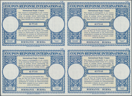 Birma / Burma / Myanmar: 1964. International Reply Coupon 62 Pyas (London Type) In An Unused Block O - Myanmar (Birmanie 1948-...)