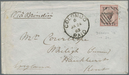 Ceylon / Sri Lanka: 1882 QV 20c. On 64c. Red-brown, Overprint Showing Incomplete "0" Of 20 (reading - Sri Lanka (Ceylon) (1948-...)