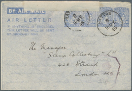 Ceylon / Sri Lanka: 1945 (16.5.), AIR LETTER KGVI 10c. Four Impressions In Ultramarine On White Pape - Sri Lanka (Ceilán) (1948-...)