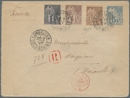 Französisch-Indochina: 1893, Forerunners, Envelope Type Sage 15 C. Uprated Sage 1 C., 4 C., 30 C. Ca - Brieven En Documenten