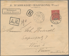 Französisch-Indochina: 1900. Registered Envelope (faults) To Austria Bearing Indo-China Yvert 13, 50 - Covers & Documents