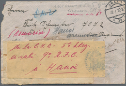 Französisch-Indochina: 1932, Incoming Mail From Austria, Cover Bearing Vertical Pair 20gr. Grey On R - Storia Postale