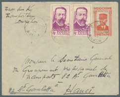 Französisch-Indochina: 1944. Marshall Petain 6c Red Postal Stationery Envelope (faults, Small Part B - Cartas & Documentos