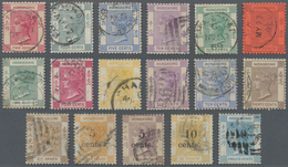 Hongkong: 1863/1900 (ca.), QV Used (17) Inc. Surcharges. - Altri & Non Classificati