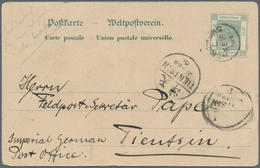 Hongkong: 1901/1905, Two Used Ppc: QV 2d. Dull Green On Ppc "HAMBURG-AMERIKA-LINIE" Sent 6.2.01 To G - Otros & Sin Clasificación