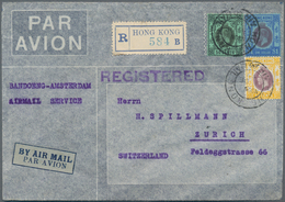 Hongkong: 1921, KGV $1, 50 C. And 30 C. As $1.80 Frank Tied "HONG KONG AIR MAIL" To Registered Air M - Otros & Sin Clasificación