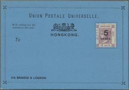 Hongkong - Ganzsachen: 1879, 3 C./10 C. On Pale Red Imprinted Form And 5 C./18 C. On Blue Imprinted - Enteros Postales