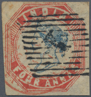 Indien: 1854-55 Lithographed 4a. Blue & Red, 4th Printing, Sheet Pos. 14, Used In Bombay And Cancell - 1852 Provincia De Sind