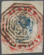 Indien: 1854-55 Lithographed 4a. Deep Blue & Red From The 5th Printing, Sheet Pos. 17, Used And Canc - 1852 Sind Province