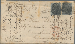 Indien: 1859, Two Pieces Of 4 D QV Black On Envelope From BOMBAY To London With Arrival Mark On Fron - 1852 Provincia Di Sind