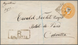 Indien: 1893, 2 Annas/six Pence Yellew Postal Stationery Registered Cover Cancelled "CALCUTTA" Used - 1852 Provincie Sind