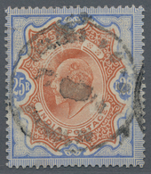 Indien: 1902-11 KEVII. 25r. Brownish Orange & Blue, Used And Cancelled By Indistinct Strike Of Posta - 1852 District De Scinde