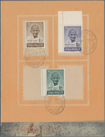 Indien: 1948, FDC, GANDHI Short Set Mounted On Leaves In A Special PRESENTATION FOLDER With First Da - 1852 Provinz Von Sind