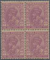 Indien - Dienstmarken: 1932-36 KGV. 1a3p. Mauve, Block Of Four With Cream Gum, Variety "No Overprint - Timbres De Service