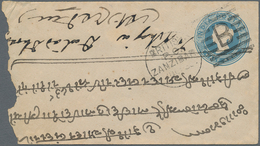 Indien - Used Abroad: 1880, Indian 1/2 Penny Blue Stationery Cover With Duplex "BRITISH P.O. ZANZIBA - Andere & Zonder Classificatie