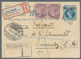 Indien - Used Abroad: PERSIA-BUSHIRE 1898: Indian Postal Stationery Card QV 1a On 1½a. Blue Used REG - Andere & Zonder Classificatie