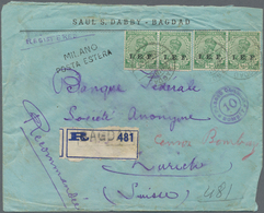 Indien - Feldpost: 1918 Registered And Censored Cover From Baghdad To Zurich, Switzerland Via Milan, - Military Service Stamp