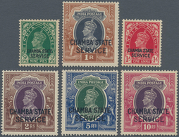Indien - Konventionalstaaten: CHAMBA - OFFICIAL STAMPS: 1938/40, India KGVI Definitives With Opt. 'C - Other & Unclassified