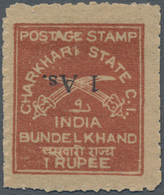 Indien - Feudalstaaten: CHARKHARI 1940: "1 As." On 1r. Chestnut, Variety "SURCHARGE INVERTED", Mint - Autres & Non Classés