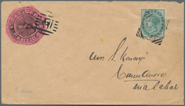 Indien - Feudalstaaten: 1889 Circular ½a. Black On Pink, Type II, Cut-to-shape, Used In Combination - Other & Unclassified