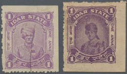 Indien - Feudalstaaten: IDAR 1940/1943: Two Postal Fiscal Stamps 1a. Violet, The First One Issued In - Other & Unclassified