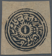 Indien - Feudalstaaten: JAMMU & KASHMIR 1874, 4a. Deep Black, Cut Square, Unused W/o Gum As Issued, - Altri & Non Classificati