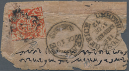 Indien - Feudalstaaten: JAMMU & KASHMIR 1868 ½a. Orange-red In Watercolour, Used On Part Of Cover Fr - Sonstige & Ohne Zuordnung