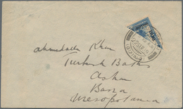 Irak: 1918, 2 1/2 A On 1 Pia Bright Blue, Diagonally Bisected, Tied By Bilingual Dater MARINA..(IRAQ - Iraq