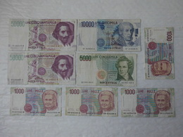 Billet De Banque Italia 2 X 50000 & 10000 & 5000 & 4 X 1000 Lire ...! - 50000 Lire