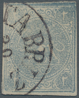 Iran: 1876, Lion Issue 4 Ch. Greyblue, Tied By "TABRIZ" Part Cds., Good Margins On All Sides, Thin O - Irán