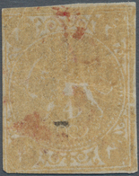 Iran: 1876, Lion Issue, 4kr. Yellow On Laid Paper, Type C, Slight Imperfections, Unused No Gum With - Irán