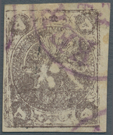 Iran: 1878, 5 Kr. Grey Lilac (unrecorded Color), Full To Wide Margins On All Sides, Plate Flaw At Le - Iran