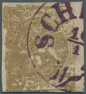 Iran: 1878, Re-engraved Lion Issue 5 Kr. Gold, Wide Margins On Three Sides, Touched At Bottom Left, - Iran