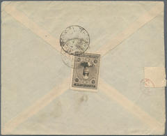 Iran: 1924, 6 Shahi Sepia Single On Cover Tied By "TAURIS" Cds., Violet Censor Mark "NASER AL TOJAR" - Irán