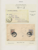 Iran: 1926, OVERLAND MAIL : 1 Kr. Silver Violet Brown And 9 Ch. Redbrown Slate Together On Reverse O - Irán