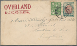 Iran: 1926, OVERLAND MAIL : 1 Ch. Green And 26 Ch. Violetbrown Green Together On Envelope Tied By "M - Irán