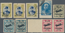 Iran: 1930-40 Ca., 6 Used Stamps And 3 Three Mint Stamps Showing Overprint And Perforation Varieties - Iran