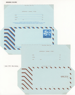 Israel: 1974 AEROGRAMMES: Three Different Letter Sheets All With One COLOUR MISSING, With 1) £0.70 B - Briefe U. Dokumente