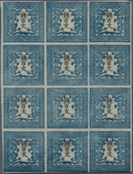 Japan: 1871, Dragons 100 Mon Plate I Native Laid Paper, A Block Of 12 (3x4) Pos. 12/14 To 36/38 With - Otros & Sin Clasificación