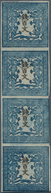 Japan: 1871, Dragons 100 Mon Plate I Native Laid Paper, A Vertical Strip Of Four, Unused No Gum As I - Other & Unclassified