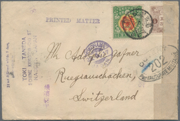 Japan: 1917/29, Covers To Switzerland (3) Or Finland (1): Printed Matter With French Censor Tape, Re - Autres & Non Classés