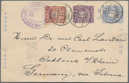 Japanische Post In China: 1912, Card 1 1/2 S. Light Blue W. Imprint "China" Uprated Offices In China - 1943-45 Shanghái & Nankín