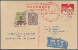 Japan - Ganzsachen: 1929, Zeppelin Round The World Flight, UPU Card 6 S. Uprated Y1.50 Tied "TOKIO 2 - Cartoline Postali