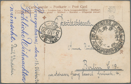 Lagerpost Tsingtau: Aonogahara, 1916/19, Three Ppc: To Berlin 1916 With Black Large Bilingual Camp S - China (oficinas)