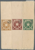 Japan - Besonderheiten: 1883, Medical Fiscals Bands All Ovpt. "keshi" (specimen), 5 R., 1 S., 2 S., - Autres & Non Classés
