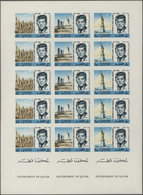 Katar / Qatar: 1966 'Kennedy' Five Complete Sets, Overprinted New Currency, IMPERFORATED In TWO COMP - Qatar